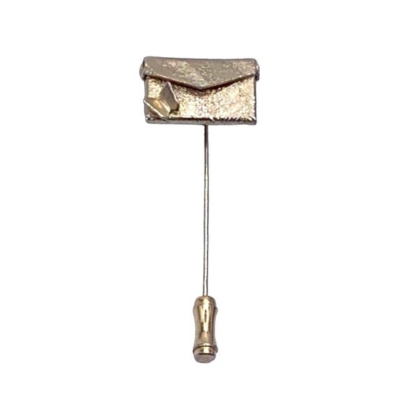 Unbranded Jewelry - Vintage Womens Lapel Stick Pin Gold Tone Metallic Envelope Butterfly Detail